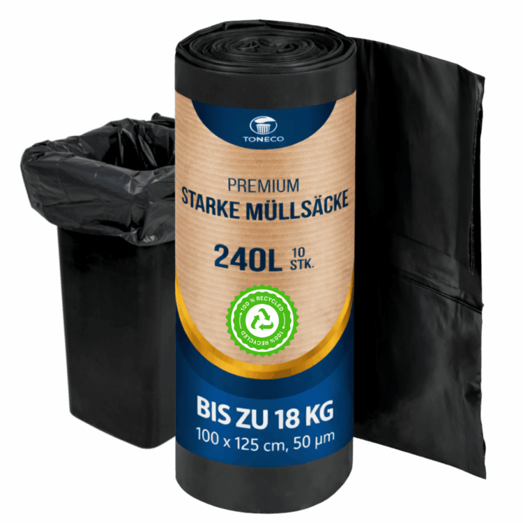 Müllsäcke 240L - STANDARD / STARK - 100 x 125 cm, schwarz, á10 Rolle