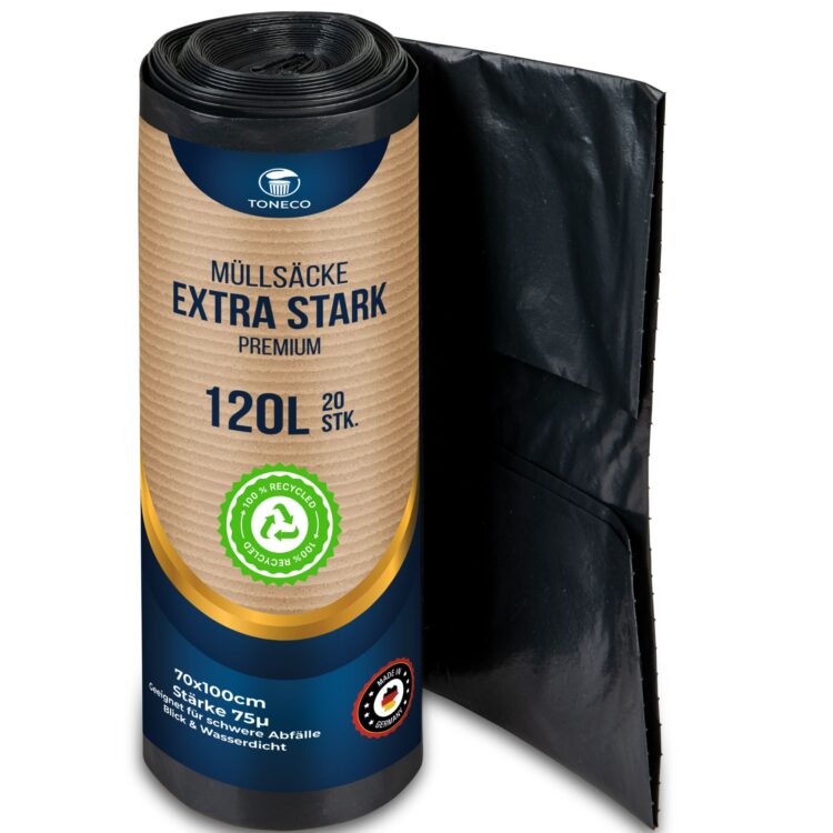 Müllsäcke 120L - EXTRA STARK - 70μ-  schwarz, á20 Rolle