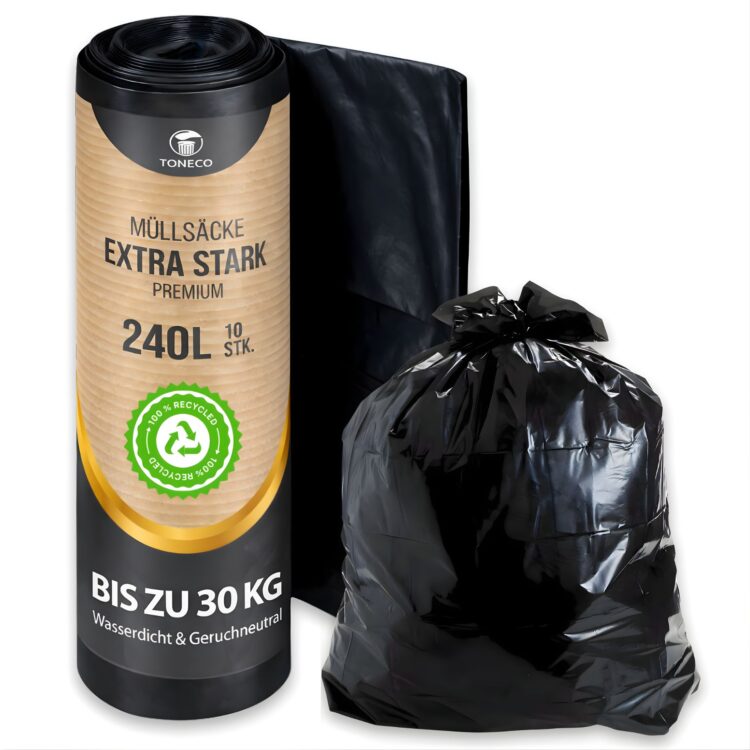 Müllsäcke 240L - EXTRA STARK - 100 x 125 cm, schwarz, á10 Rolle