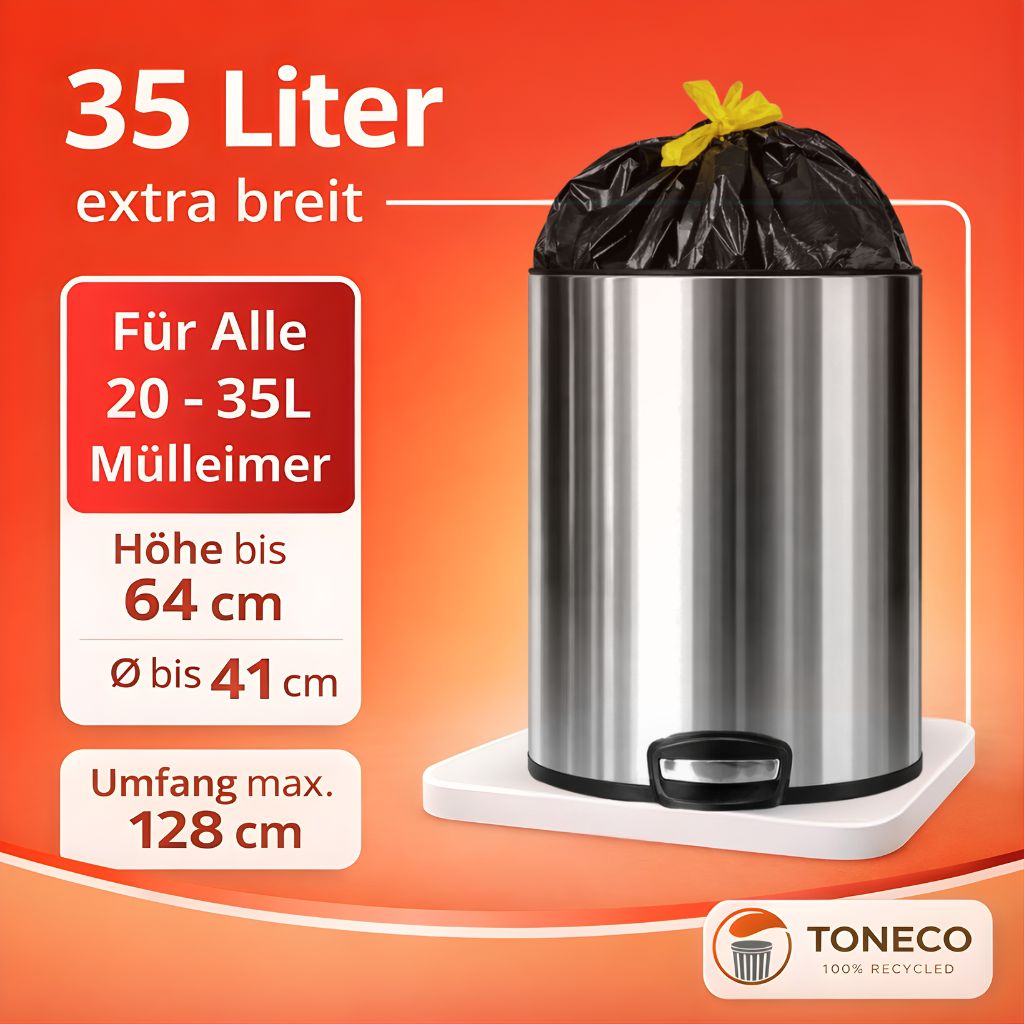 Müllbeutel 35L - MIT ZUGBAND - EXTRA BREIT, schwarz, á20 Rolle