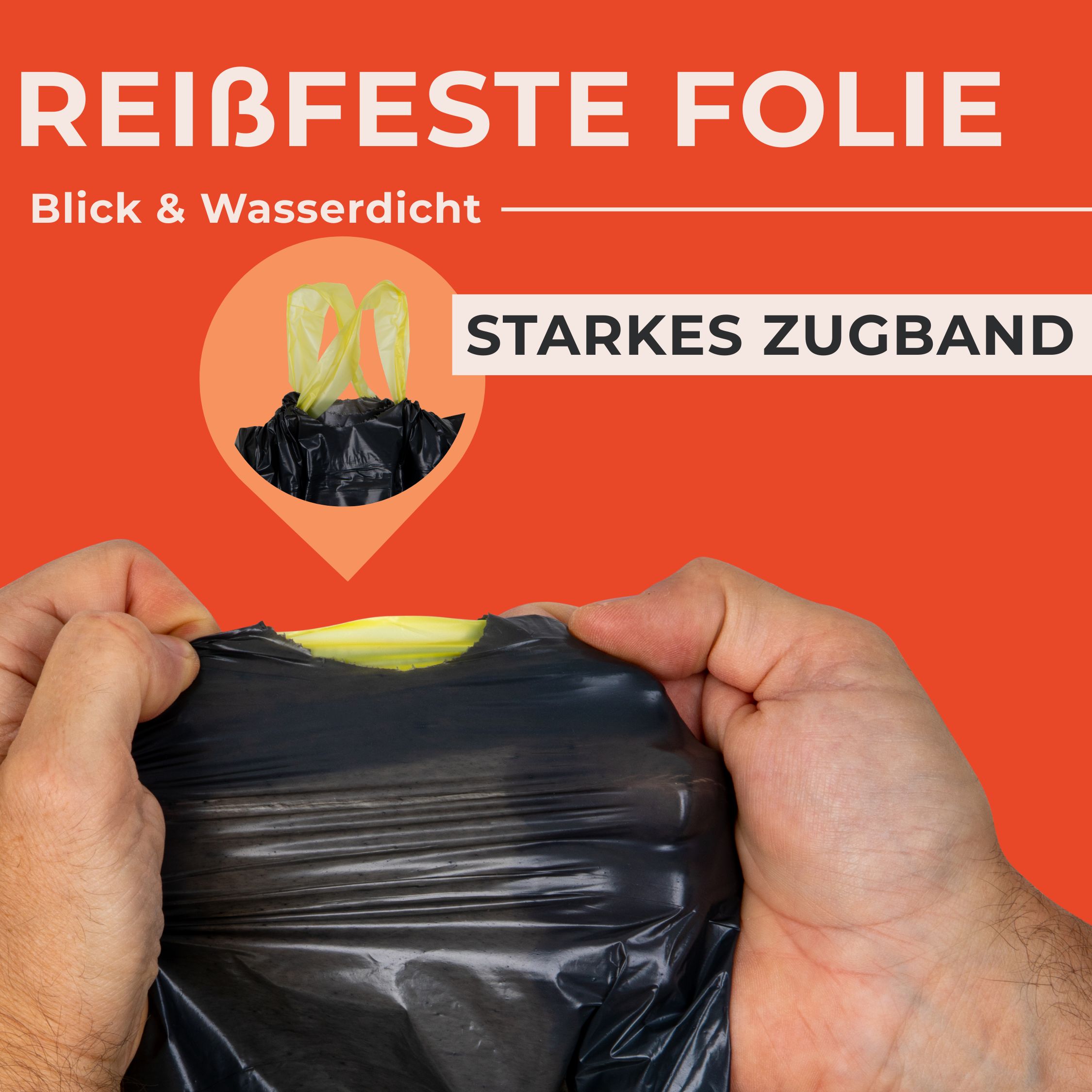 Müllbeutel 35L - MIT ZUGBAND - EXTRA BREIT, schwarz, á20 Rolle