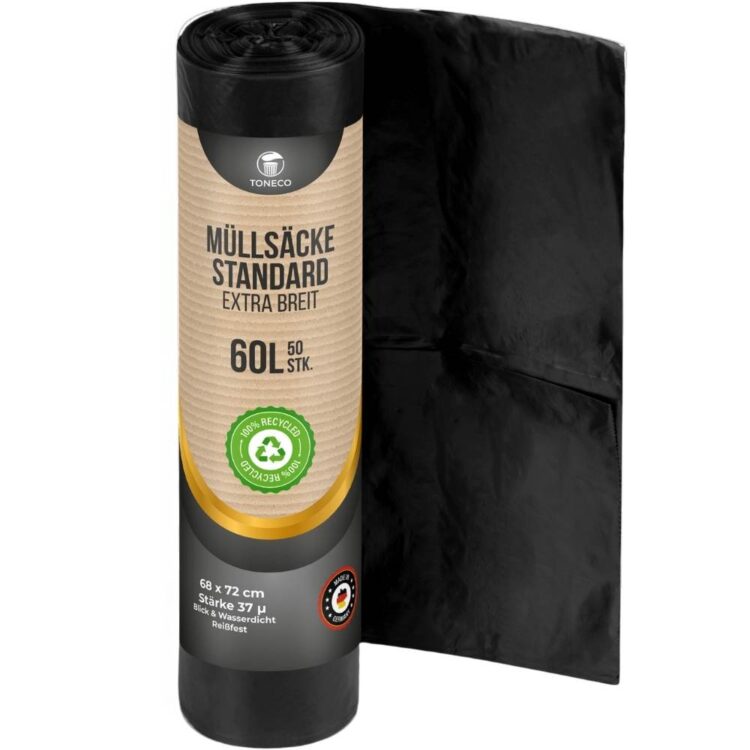Müllbeutel 60L - STANDARD - EXTRA BREIT, schwarz, á50 Rolle
